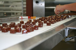 My little bonbons getting their garnish of a candied pecan.