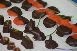 Hand-dipped fruit, mice, and bonbons