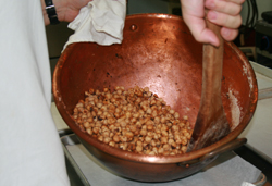 Michael making candies hazelnuts.